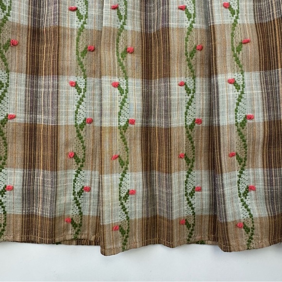 Free People pleated cotton skirt Aline rose vine Fits 28 inch lined checked - Picture 6 of 11